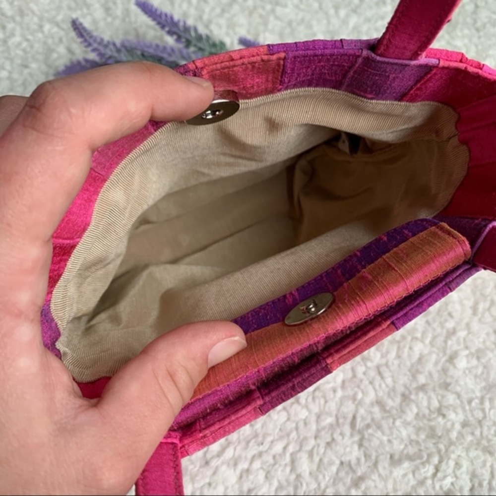 Kate Spade 90s Shantung Top Handle Pink Silk Evening Designer Tote Purse Barbie - Picture 10 of 16